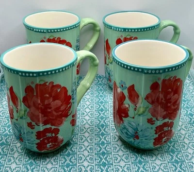 Juego de 4 tazas duraderas de gres grandes de jardín The Pioneer Woman 23 fl oz Foto 1 de 4