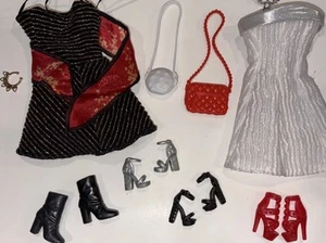 2005 Fashion Fever Barbie Kleidung Paket weiß rot schwarz Kleid Schal Schuh - Bild 1 von 7