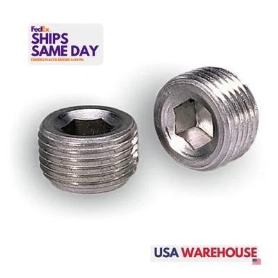 Moroso 37812, Paquete de 2 Tapones de Tubo de Aluminio Natural 3/8 Innpt Piezas de Rendimiento Foto 1 de 4
