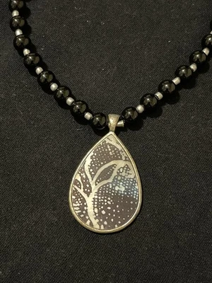 Lindas joias da moda colar de contas azul/prata Coldwater Creek - Imagem 1 de 4