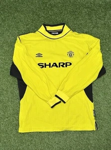 Vintage Man United Goalkeeper Jersey Youth Large Umbro Sharp Yellow #1 Kevin - Picture 1 of 2