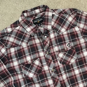 Cody James FR Pearl Snap Hemd Herren Medium kariert rot Western Rodeo Cowboy Flamme - Bild 1 von 6