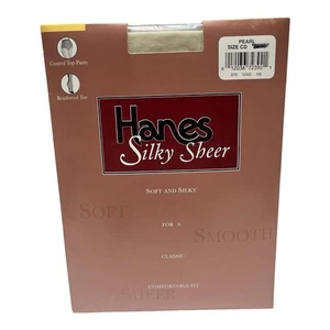Vintage Hanes Silky Sheer Pantyhose Pearl Size CD Control Top Reinforced Toe - Picture 1 of 3