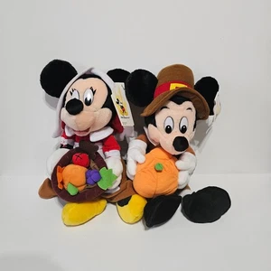 WDW Disney Pilgrim Minnie & Mickey Bean Bag Beanie 11" New Old Stock - Picture 1 of 8
