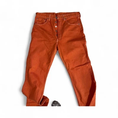 Mens Orange Levis 501 XX Straight Leg Button Fly Jeans 32 X 33 Y2K NWT - Image 1 of 3