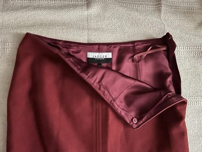 JAEGER Designer Red Wool Midi Pencil Skirt S 8 10  Burgundy Smart Work Dress   - Image 1 of 4