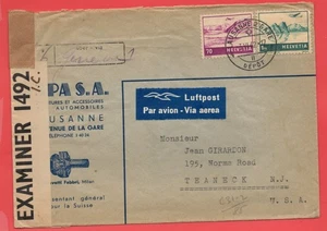 Svizzera Posta Aerea 1 Fr + 70c su copertina Adv BERMUDA (I.C) Censore per USA 1942 - Foto 1 di 2