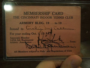 Vintage Membership Card Cincinnati Indoor Tennis Club 1928 - Picture 1 of 3