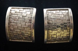 Vintage LOIS HILL earrings sterling silver woven clip Indonesia brutalist modern - Picture 1 of 7