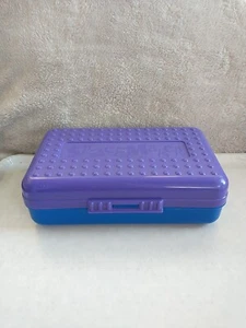 Scatola portamatite in plastica Spacemaker vintage anni 90 - viola e blu - Foto 1 di 6