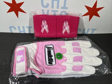 Mother's Day MLB / XXL Batting Gloves / Pink Wristbands / NEW in BAG Pink Ribbon Cover