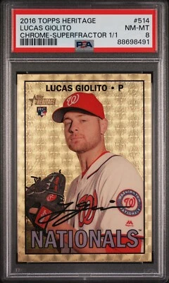 Lucas Giolito 2016 Topps Heritage Chrome Superfractor RC 1/1 PSA 8 NM-MT - Image 1 of 2