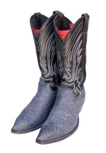 Justin Black Gray Leather Elephant Print Western Cowboy Boots 5667 SZ 10.5D - Picture 1 of 9