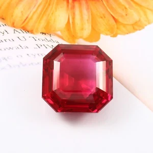 AAA Natural Flawless Museum Grade Burma Ruby Loose Gemstone Asscher Cut 25x25 MM - Picture 1 of 4