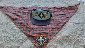 Vintage Cub Scout Webelos Cap And Neckerchief with 9 pins - Picture 1 of 1
