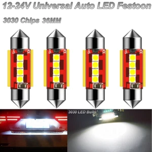 4x 36mm C5W 12-24V Festoon LED Blubs 4LEDs 3030 Canbus Dome License Plate Lights - Picture 1 of 10