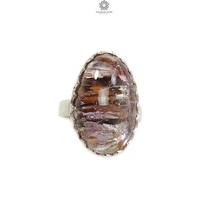 8.57gms Natural Amethyst Gemstone Oval Plain 925 Sterling Silver Adjustable Ring - Picture 1 of 6