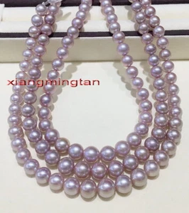 long AAAAA 35"11-12mm real natural south sea pink PURPLES pearl necklace 14K - Picture 1 of 6
