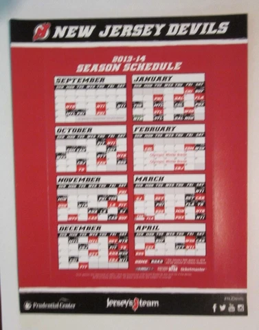 New Jersey Devils 2013-2014 Magnetic Schedule Prudential Center SGA NHL Cover