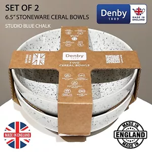 SET OF 2 New Denby Stoneware 6.5" Cereal Bowls MADE IN ENGLAND Studio Blue Chalk - Picture 1 of 5
