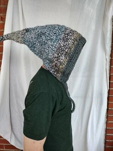 3261 Forest Fairy Hooded Hat Cosplay Woodland Elf Fae Handmade teal gray frosty - Picture 1 of 10