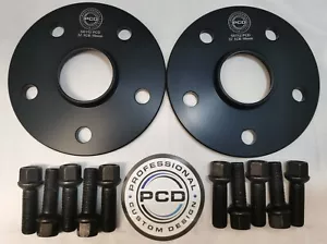 10 mm MK5 GOLF 5x112 Hubzentrische Abstandshalter 57,1CB 10x 37MM GEWINDE RAD BOLZEN SCHWARZ - Bild 1 von 2