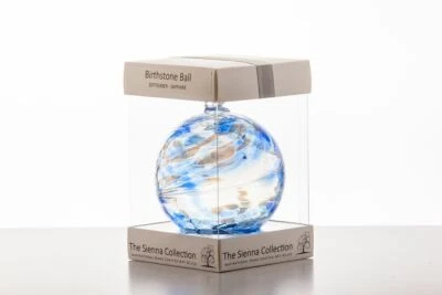 September Sapphire Birthstone Ball Sienna Glass 10cm Decorative Ornament Gift
