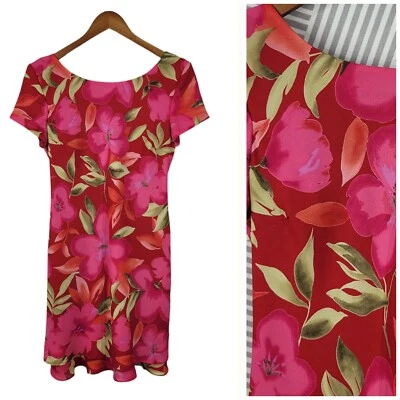 Vestido sin Mangas Vintage Años 90 En Capas Talla 12 Floral Volantes Dobladillo Cottagecore Rosa Alt Foto 1 de 4