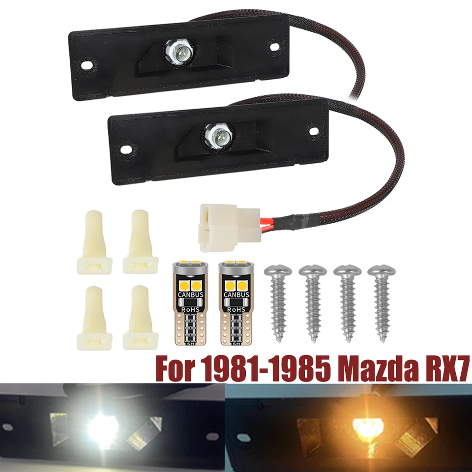 For 1981-1985 Mazda RX7 Front & Rear Side Marker Sockets & 194 LED Halogen Bulbs Foto 1 de 4