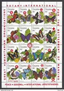 Guyana, 1991, Schmetterlinge, Rotary, Scouting, Löwen, Rotes Kreuz, Red Ovpt, MNH - Bild 1 von 1