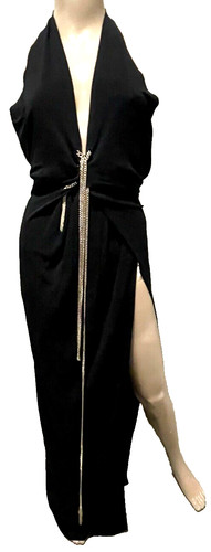 Vestito maxi nero lungo impreziosito da catena DSquared2 US 0 2 XS SMALL