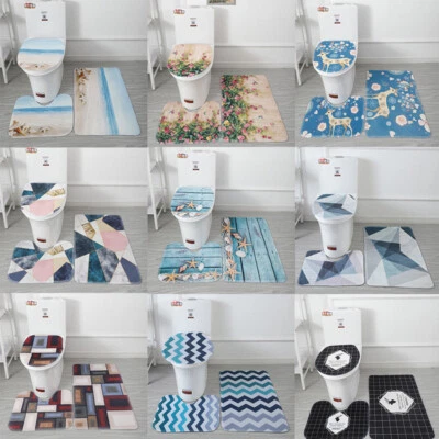 3 Teile Bedruckt Badezimmer Teppich Set Badematte Contour Teppich,Toilett  ↲ - Bild 1 von 4