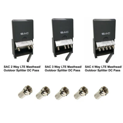 2, 3, 4 Way Aerial Splitter Masthead Outdoor DC Pass TV Exterior Box Ariel Arial - Image 1 of 4