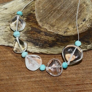 Cristallo Quarzo Cuore Liscio Amazzonite Perline Briolette Pietra Preziosa Naturale Sciolta - Foto 1 di 3