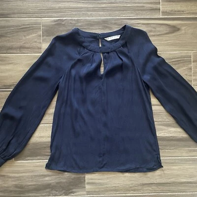 Blusa Top Trina Turk Corte Seda Manga Larga Ligera Azul Talla Mediana *leer Foto 1 de 4