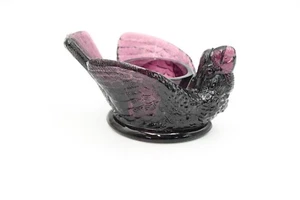 Vntg Degenhart Amethyst Purple Bird and Berry Salt Cellar/Tea Light Candle Holde - Picture 1 of 5