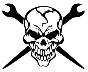 Spud Wrench Skull Vinyl Decal, Bumper Sticker, Cross, Mechanic, Iron Workers etc - Picture 1 of 5