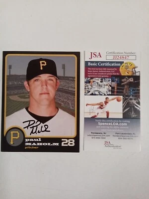 Paul Maholm Pittsburgh Pirates Signed 4 X 5 Oversized Trading Card JSA -* # - Image 1 of 4