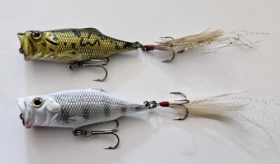 (Juego de 2) Cabela's Real Image Topwater Poppers 1/5 oz, 2-1/4" 2 colores en conjunto  Foto 1 de 4