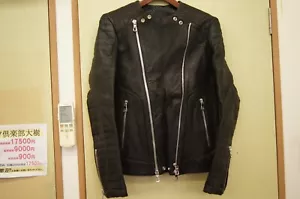 BALMAIN H&M biker lamb leather riders black jacket 2015 size: 46 from Japan - Picture 1 of 24