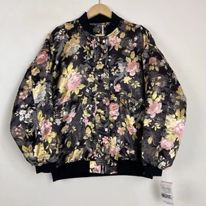 Free People Bomber Jacket Floral Jacquard NWT Size Small Metallic OB663235 - Picture 1 of 10