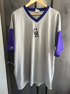 Majestic VIntage 90er MLB Colorado Rockies grau V-Ausschnitt Jersey Shirt Gr. XXL USA - Bild 1 von 10