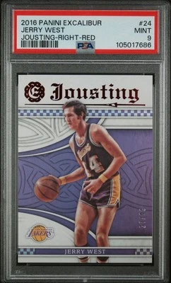 2016-17 Panini Excalibur Jousting Right Red /99 Jerry West #24 PSA 9 MINT - Image 1 of 2