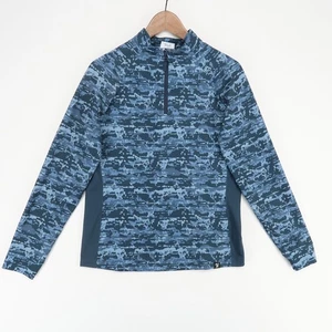 Waggle Golf Quarter Zip Pullover Mens Small Blue Camo Lightweight Stretch - Picture 1 of 7