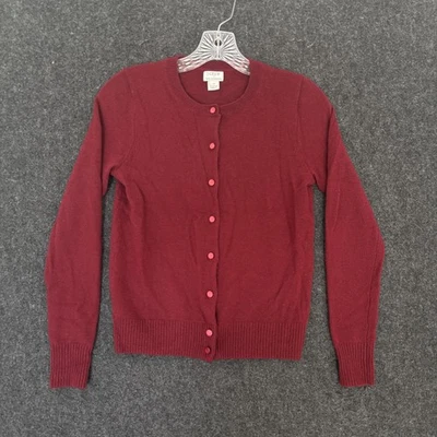 Cárdigan suéter para mujer J Crew XS rojo 100 % cachemir botón delantero G9805 Foto 1 de 4