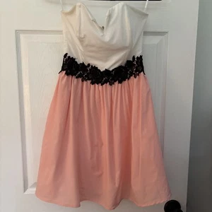 Girls Party Dress Size Small Pink White Black Lace Concert Strapless - Picture 1 of 11