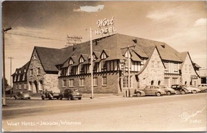 Foto real de Jackson, Wyoming c1940 postal RPPC HOTEL WORT vista a la calle/sin usar - Imagen 1 de 2
