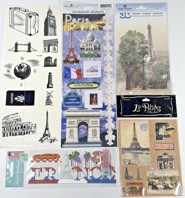 NEW Lot of Vacation PARIS FRANCE 3D Stickers Scrapbook Travel Journal Crafts - Image 1 of 4