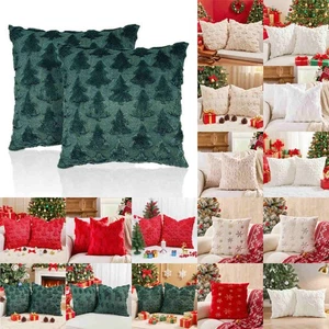 Funda de cojín de copo de nieve de felpa para árbol de Navidad de Estados Unidos decoración del hogar renos - Imagen 1 de 22