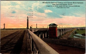 Reinforced Concrete Viaduct over Trinity River Dallas Texas Postcard D783 - Picture 1 of 2